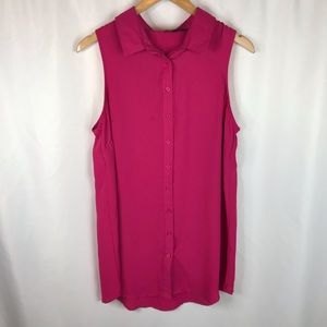 🔴 Willi Smith | Extra Long Sleeveless Pink Blouse